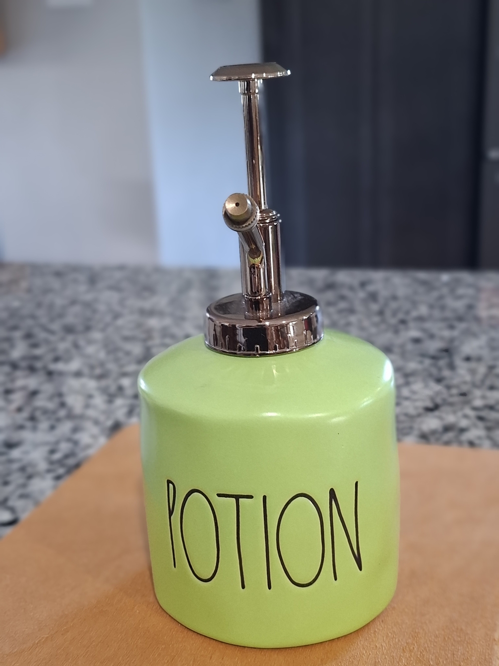 Rae Dunn 'POTION' Ceramic Soap Pump - Lime Green with Silver Top